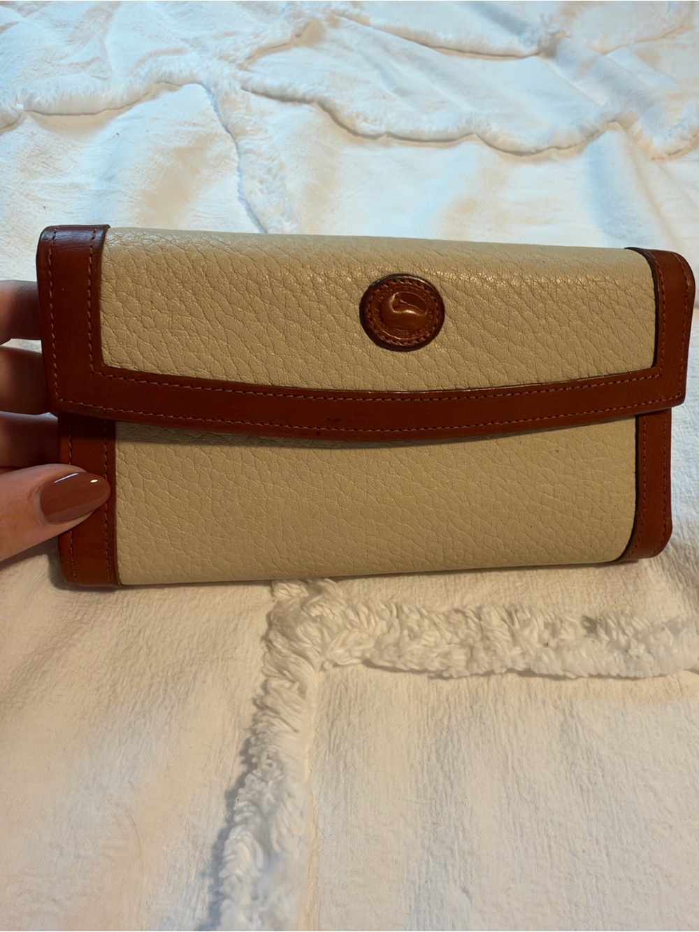 Dooney & Bourke Cream and Brown vintage Leather Wallet